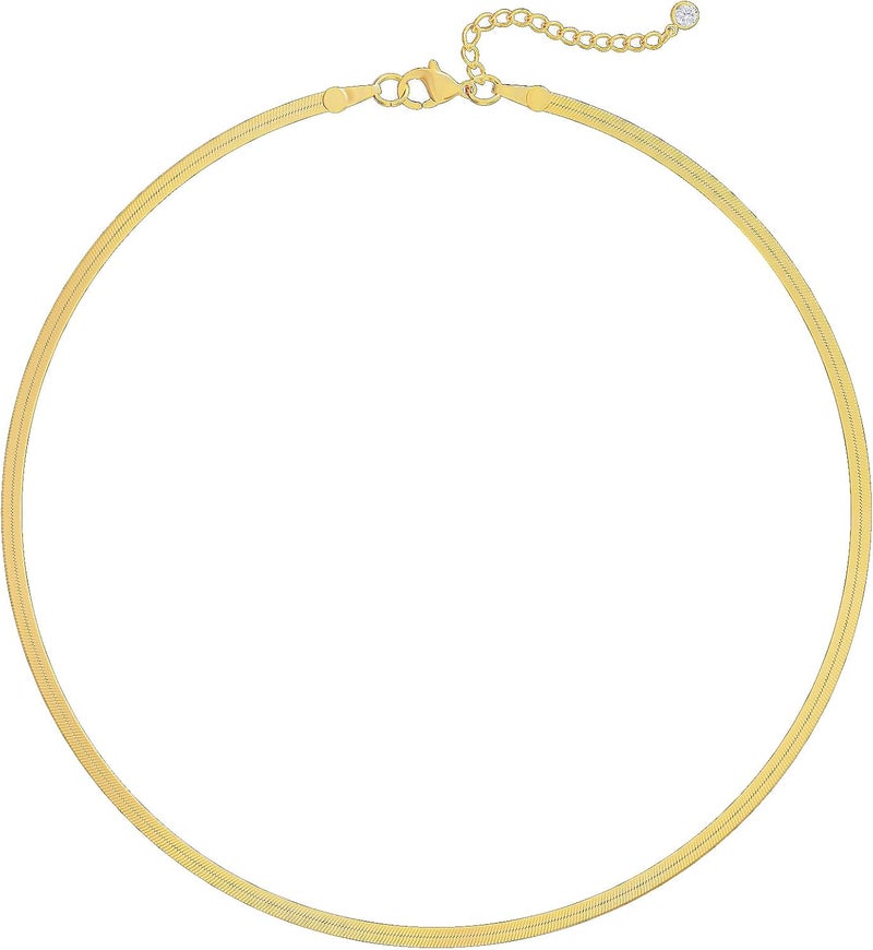 Tewiky Gold Chain Necklace for Women, 14k Gold Plated Thin Beaded Wave Box Chain Necklace Dainty Gold Necklace Simple Layered Gold Choker Necklaces Minimalist Gold Link Chain Necklace Trendy Jewelry for Women - Image 1